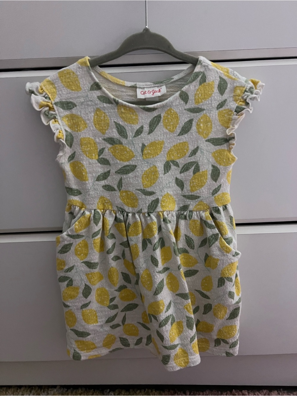 Cat & Jack Gray Dress with Yellow Lemon Print